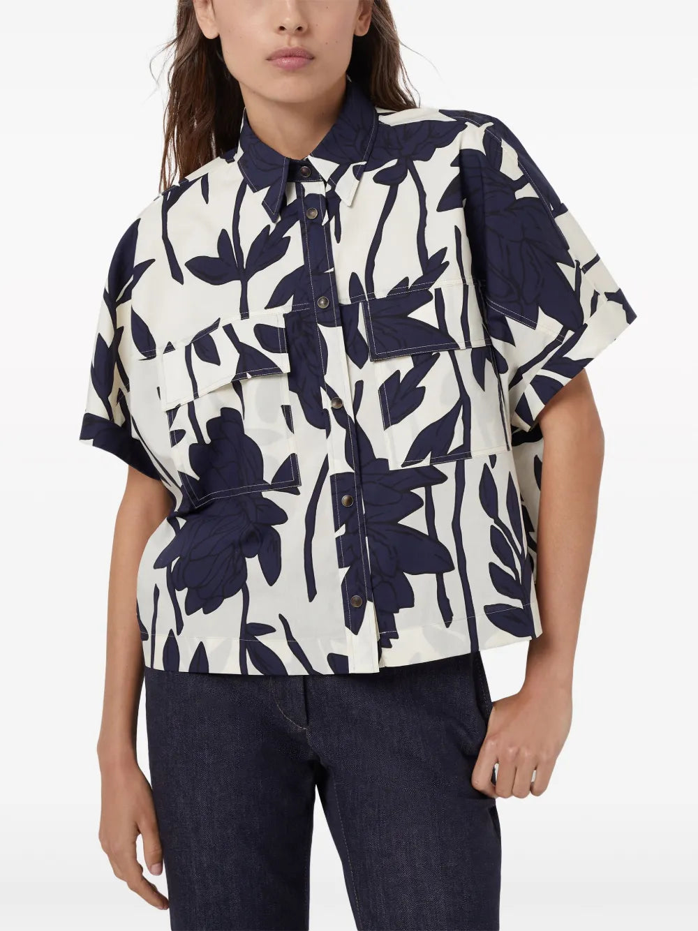 Brunello Cucinelli Brunello Cucinelli Leaf-Print Cotton Shirt