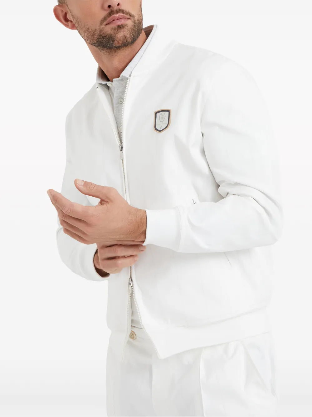 Brunello Cucinelli Brunello Cucinelli Logo-Appliqué Striped Jacket