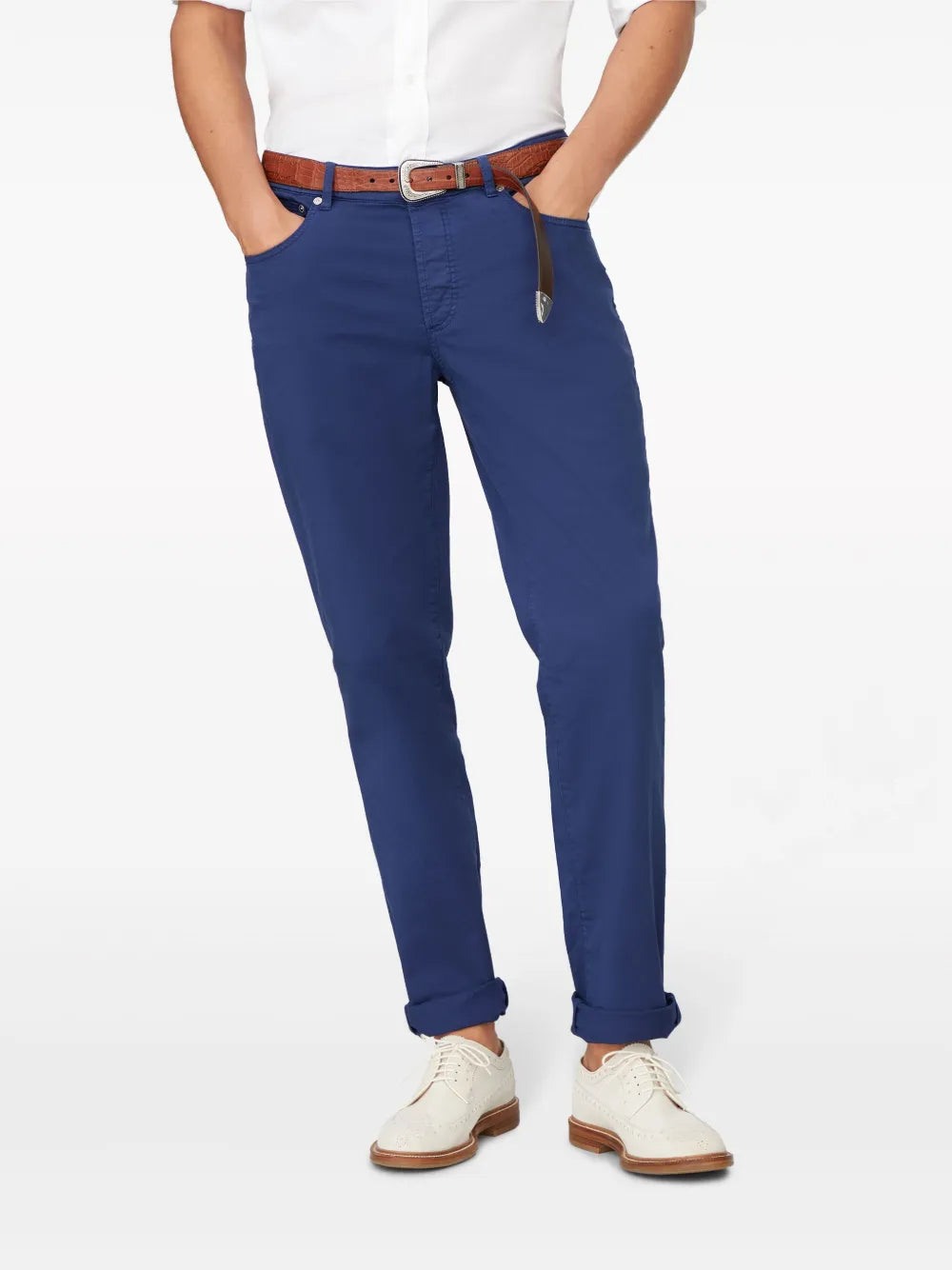Brunello Cucinelli Logo-Embroidered Chino Trousers