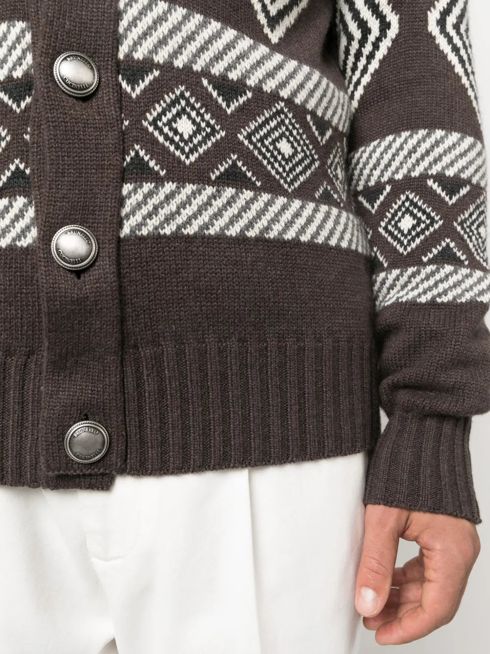 Brunello Cucinelli Brunello Cucinelli Cashmere Pattern-Intarsia Cardigan