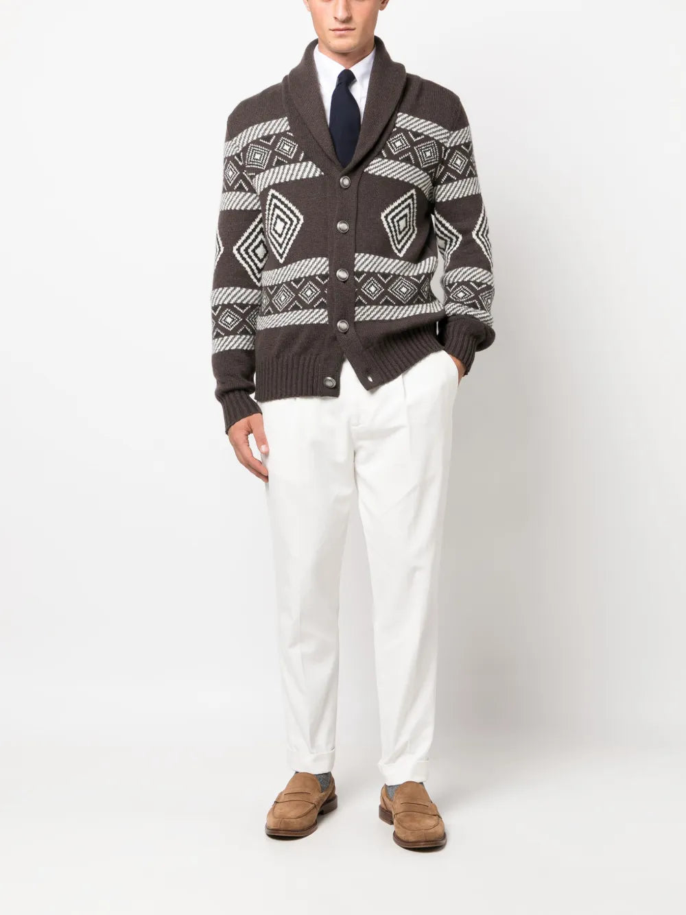 Brunello Cucinelli Brunello Cucinelli Cashmere Pattern-Intarsia Cardigan