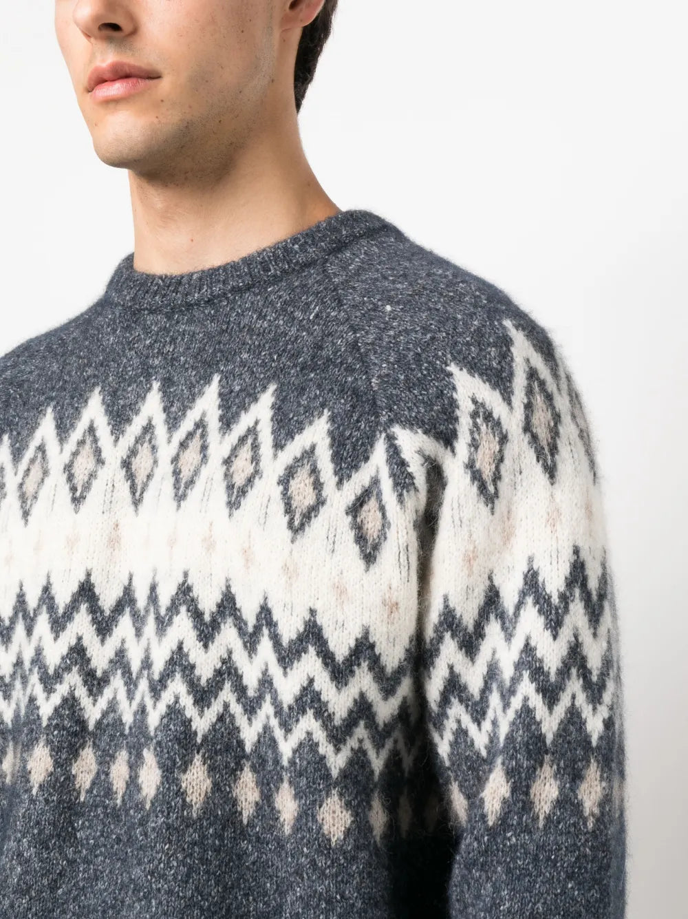 Brunello Cucinelli Argyle Check Crew Neck Jumper