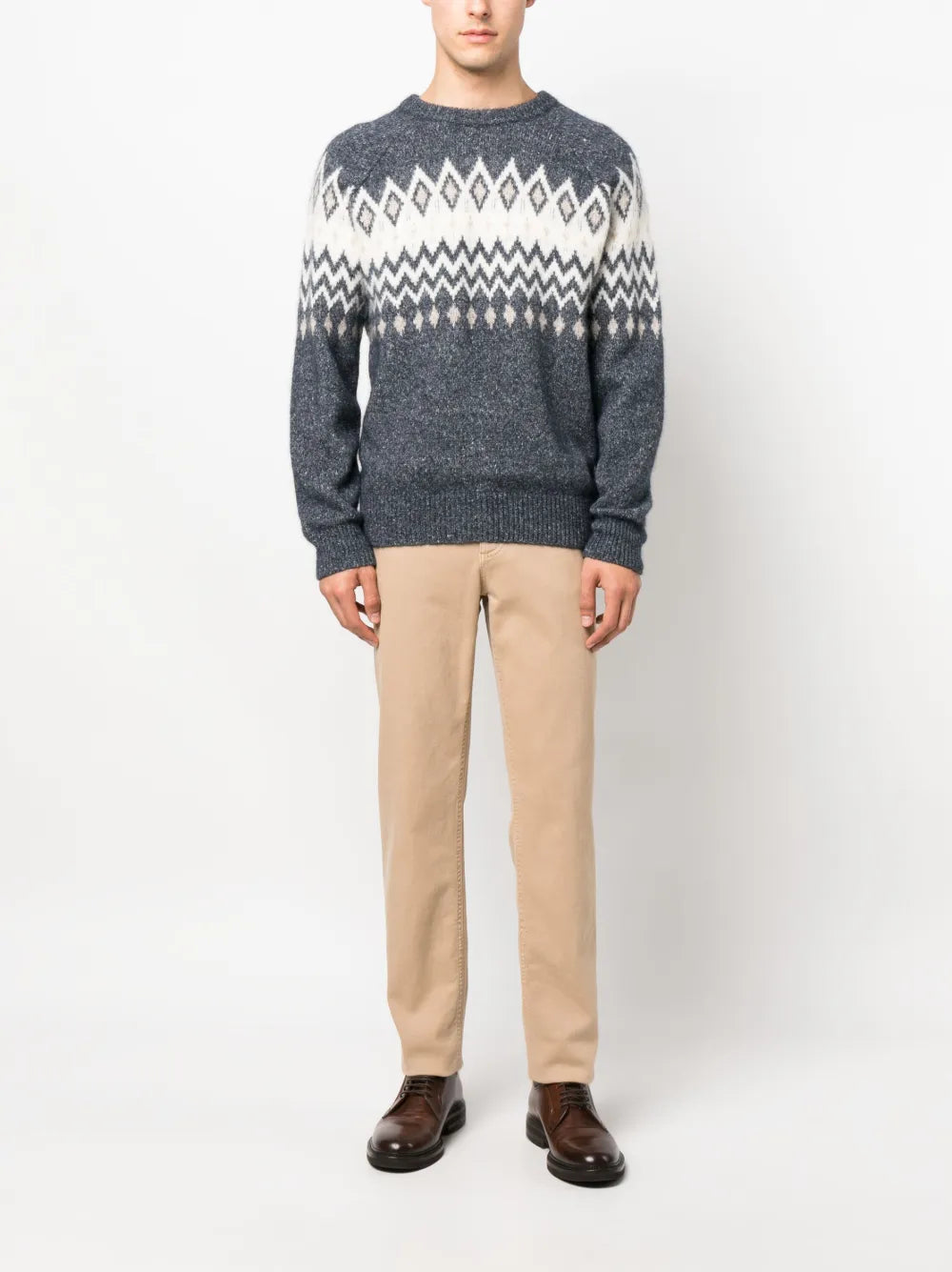 Brunello Cucinelli Argyle Check Crew Neck Jumper