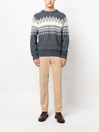 Brunello Cucinelli Argyle Check Crew Neck Jumper