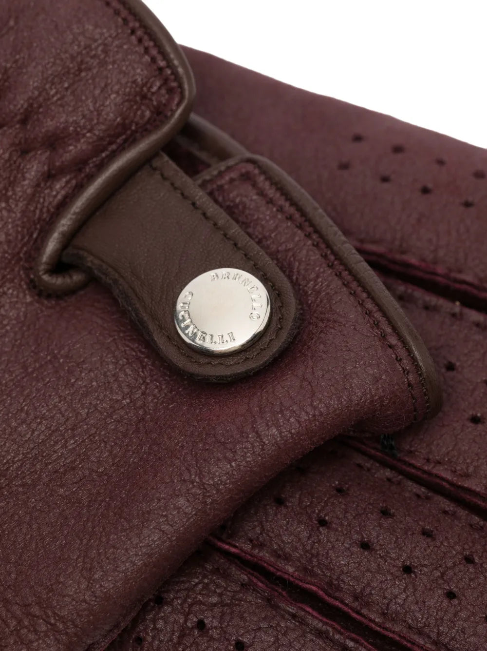 Brunello Cucinelli Perforated-Detail Leather Gloves
