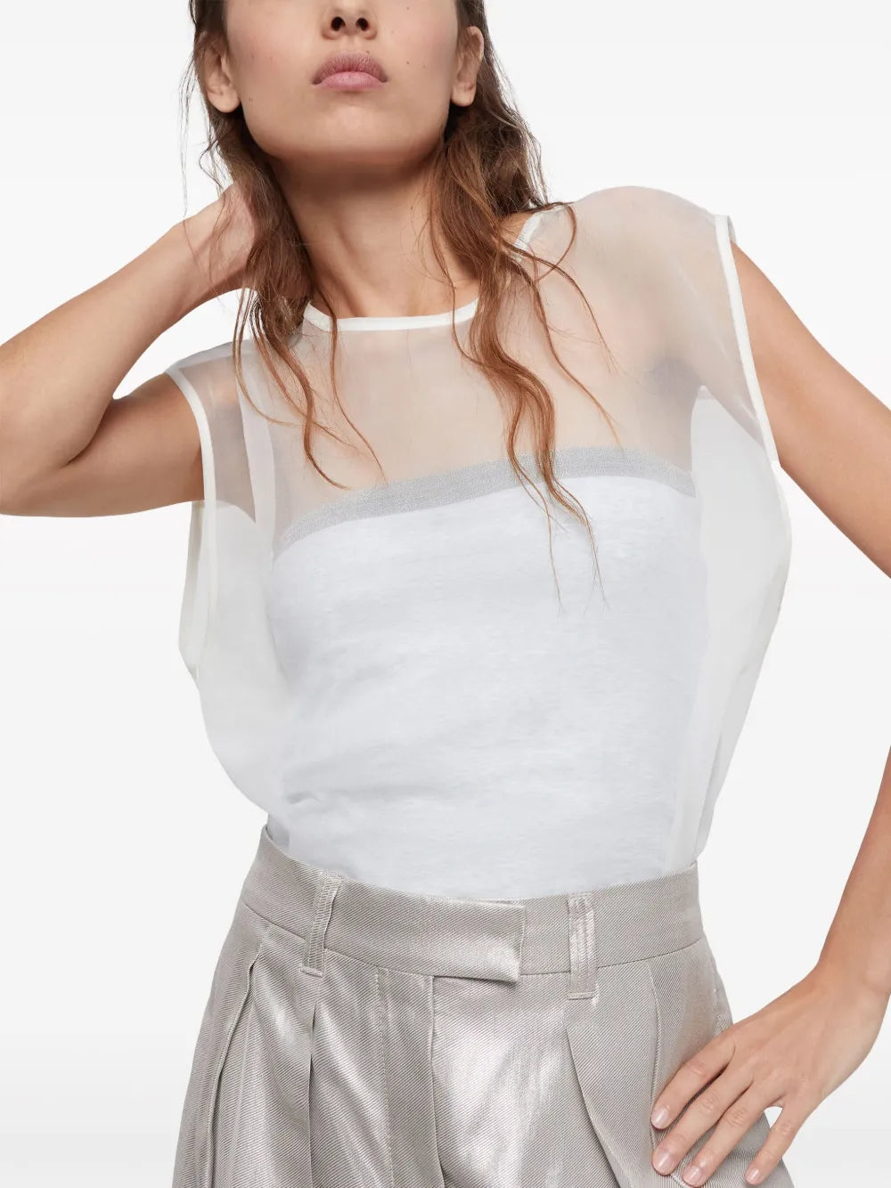Brunello Cucinelli Brunello Cucinelli Sheer Sleeveless Blouse