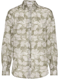 Brunello Cucinelli Brunello Cucinelli Leaf-Print Silk Shirt
