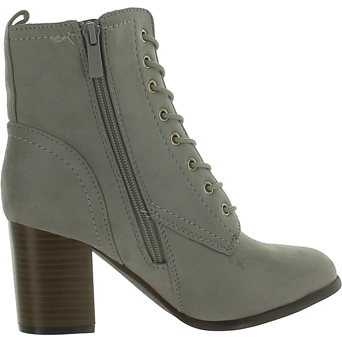 Womens Faux Suede Block Heel Ankle Boots