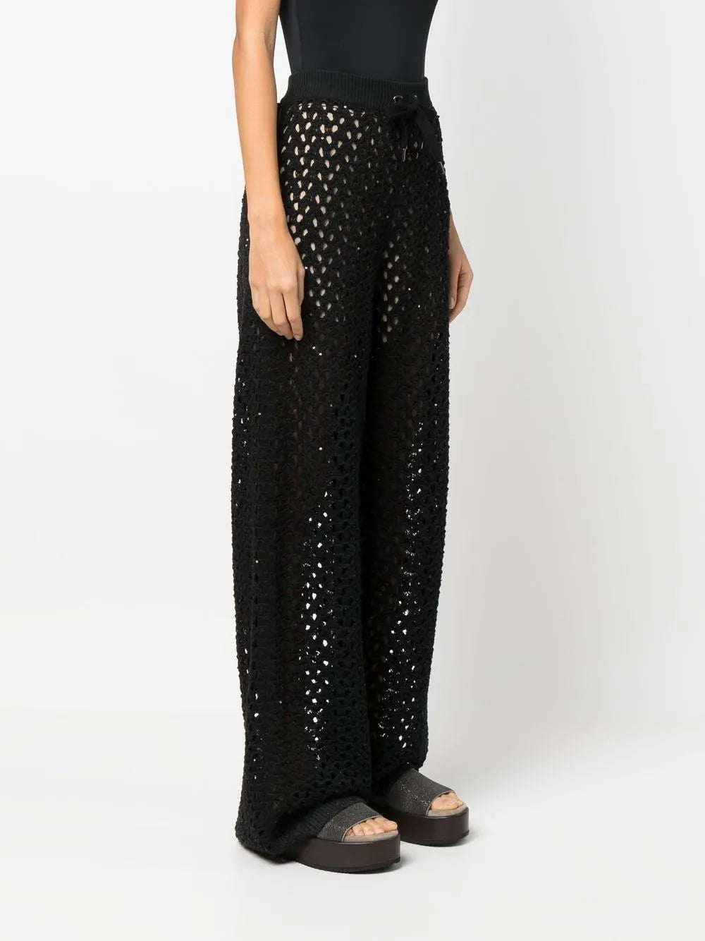 Brunello Cucinelli Brunello Cucinelli Open-Knit Wide-Leg Trousers