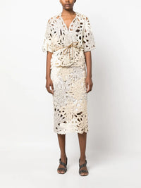 Brunello Cucinelli Brunello Cucinelli Embellished Crochet-Knit Skirt