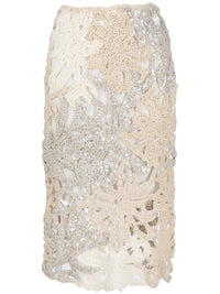 Brunello Cucinelli Brunello Cucinelli Embellished Crochet-Knit Skirt
