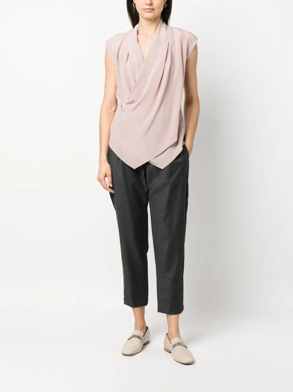 Brunello Cucinelli Brunello Cucinelli Wrap-Front Silk Blouse