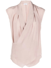 Brunello Cucinelli Brunello Cucinelli Wrap-Front Silk Blouse