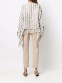 Brunello Cucinelli Striped Tassel-Trim Poncho