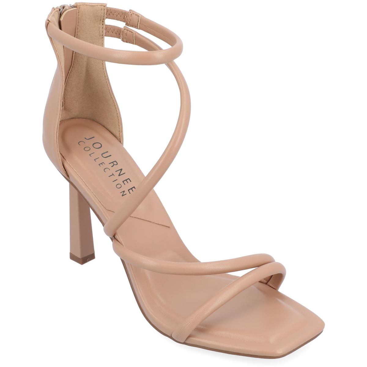 Marza Womens Faux Leather Zipper Strappy Sandals Camel