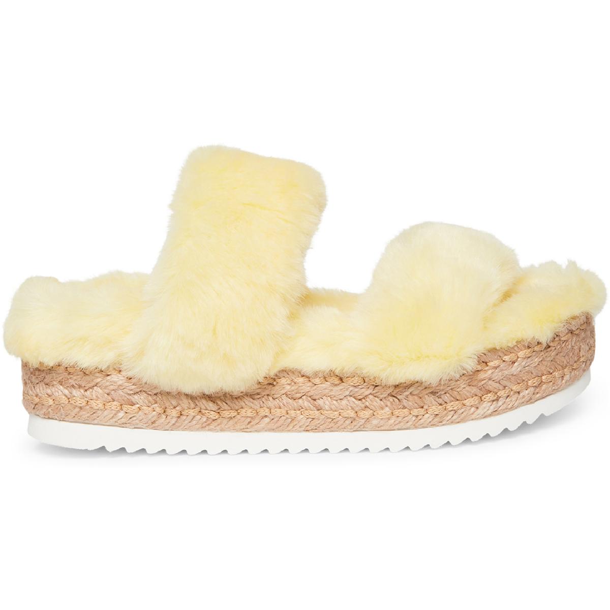 Katana Womens Faux Fur Open Toe Platform Sandals