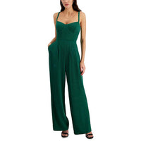 Womens Metallic Corset Seamed Jumpsuit Fir Green