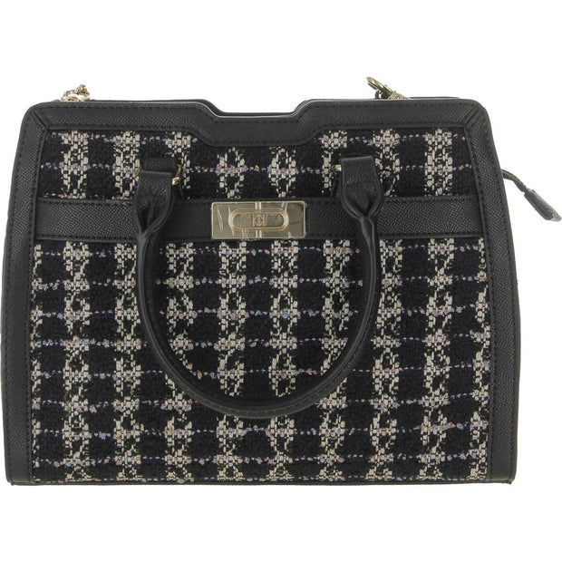 Layla Womens Tweed Metallic Satchel Handbag