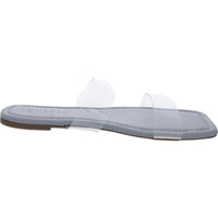 Amata Womens Faux Leather Transparent Slide Sandals