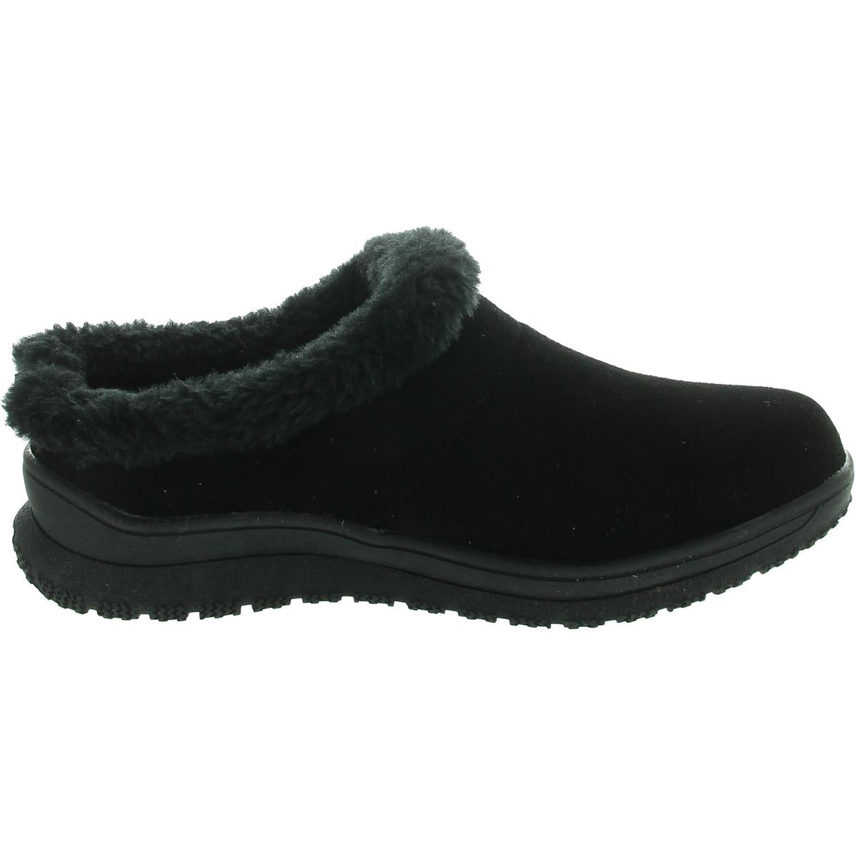 Womens Faux Fur Lined Suede Loafer Slippers