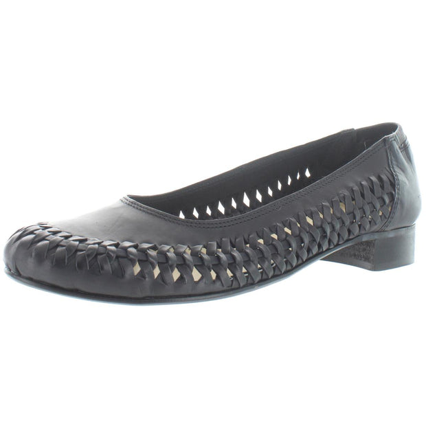 Pisa Womens Leather Braided Block Heels