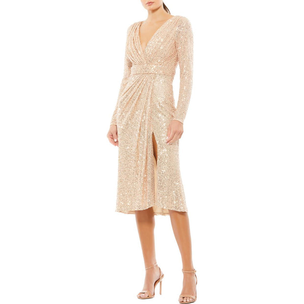 Womens Sequined Calf Midi Dress