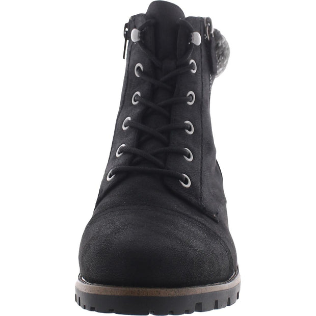 Daisy Womens Faux Fur Lace Up Ankle Boots
