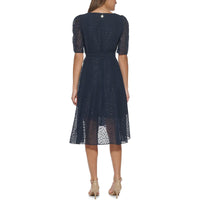Womens Surplice Chiffon Midi Dress