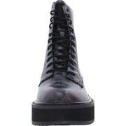 Hunt Womens Faux Leather Round Toe Combat & Lace-up Boots