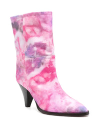 ISABEL MARANT Tie-Dye Canvas Western Ankle Boots