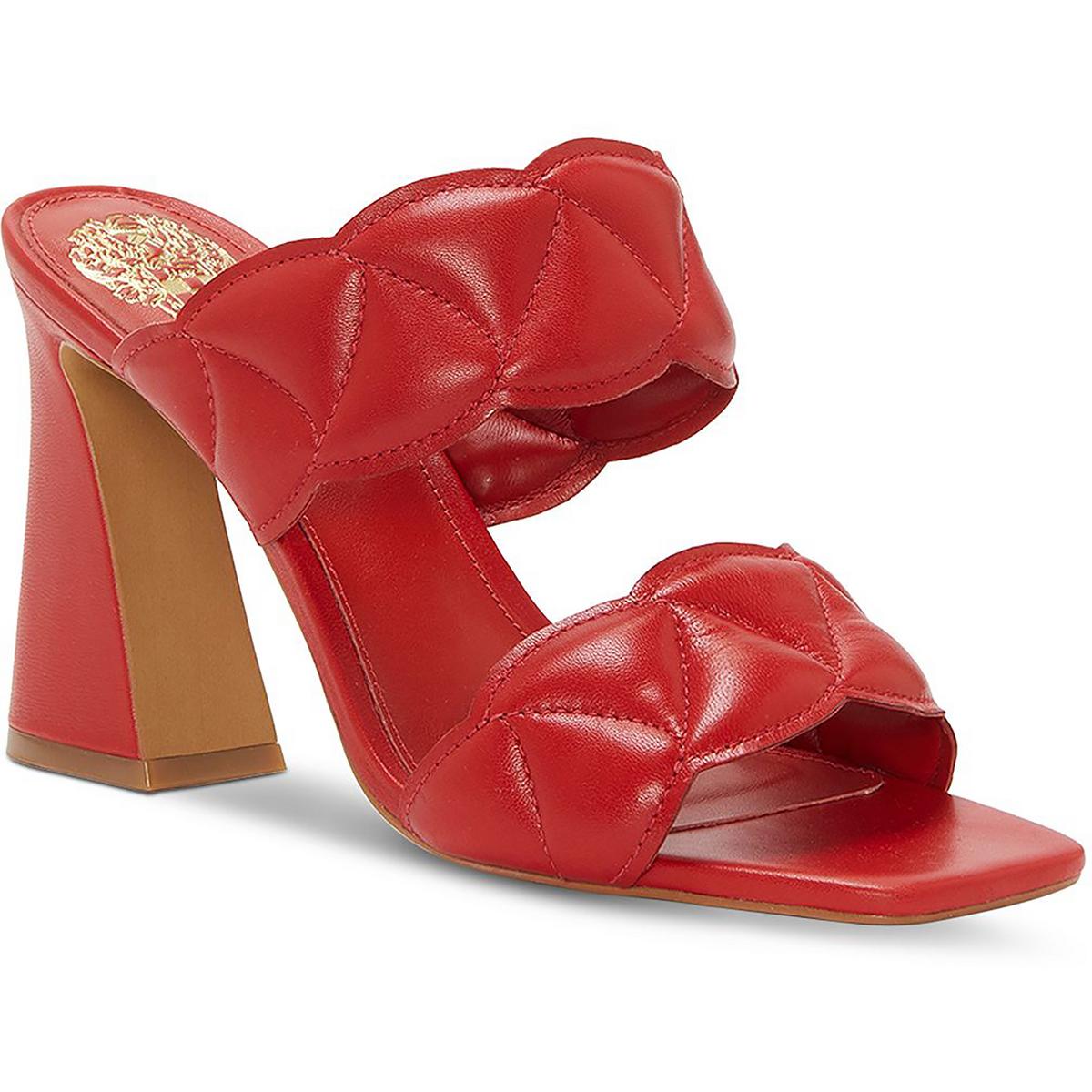 Renneya Womens Leather Square Toe Mule Sandals