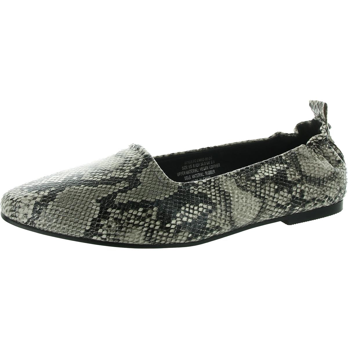 Womens Cushioned Footbed Faux Leather Flat Shoes