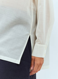 Issey Miyake Women Sheer Shirt With Shawl