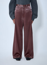 Issey Miyake Women Satin Wide-Leg Jeans