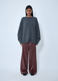 Issey Miyake Women Satin Wide-Leg Jeans