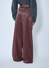 Issey Miyake Women Satin Wide-Leg Jeans