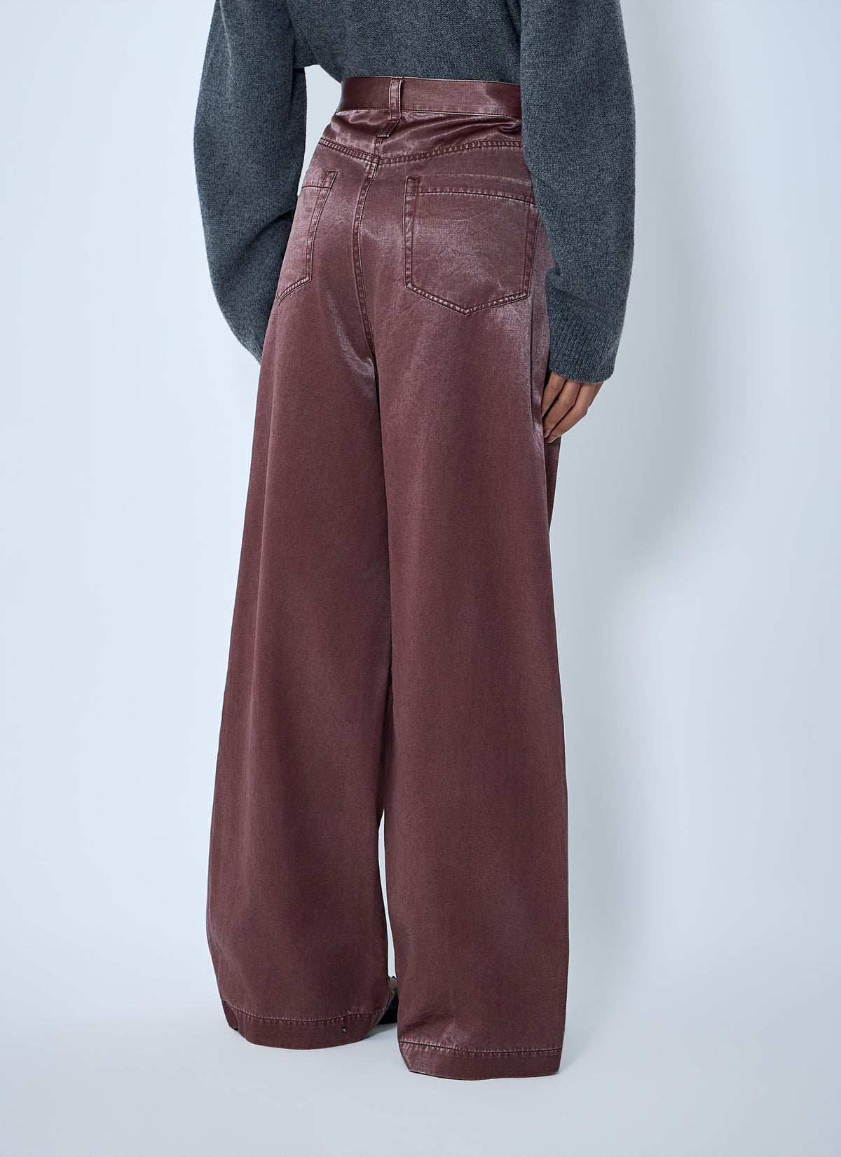 Issey Miyake Women Satin Wide-Leg Jeans