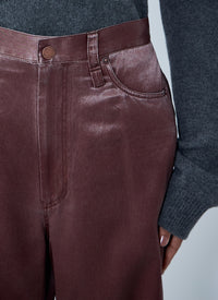 Issey Miyake Women Satin Wide-Leg Jeans