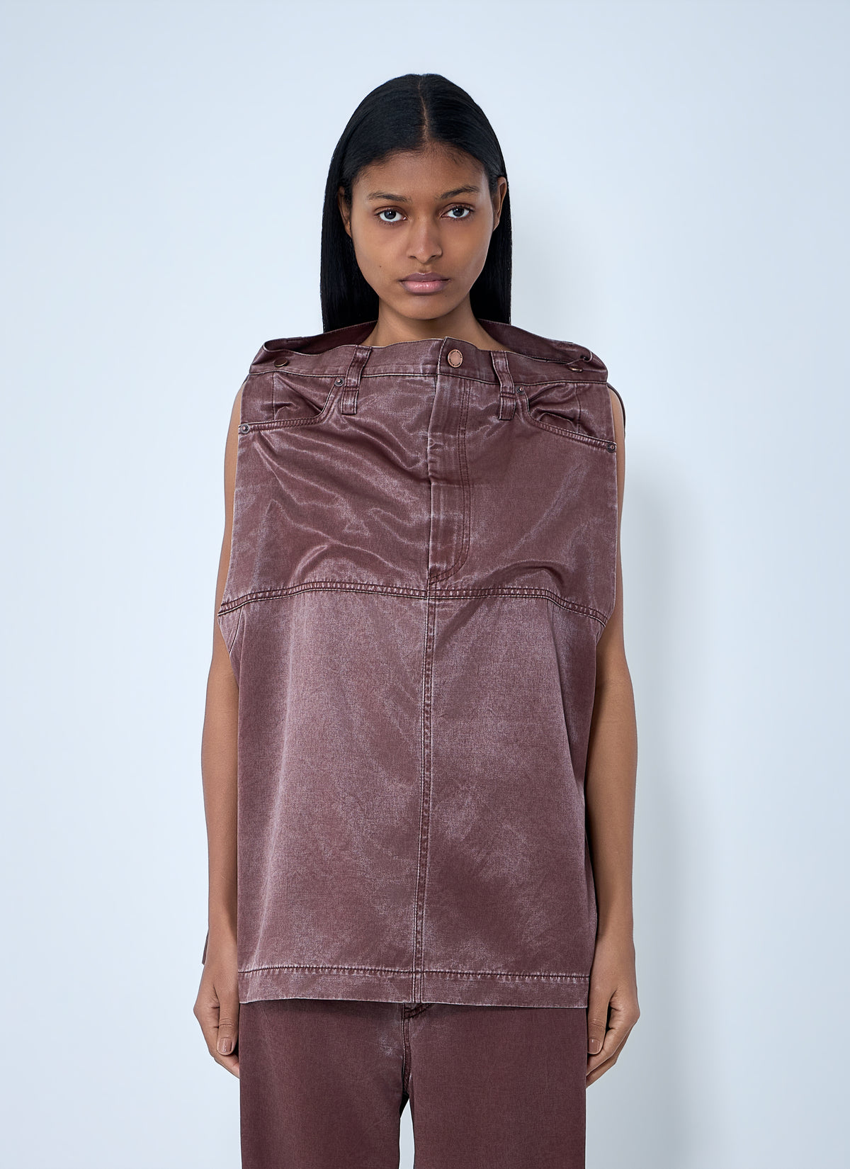 Issey Miyake Issey Miyake Women Satin Denim Sleeveless Top