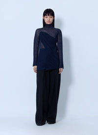 Issey Miyake Women Sheer Turtleneck Sweater