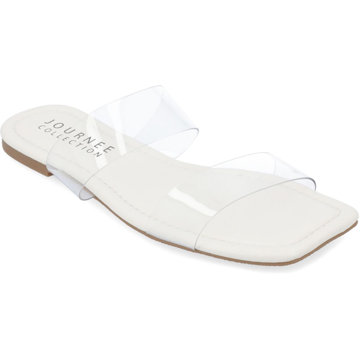 Amata Womens Faux Leather Transparent Slide Sandals