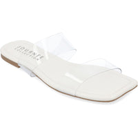 Amata Womens Faux Leather Transparent Slide Sandals