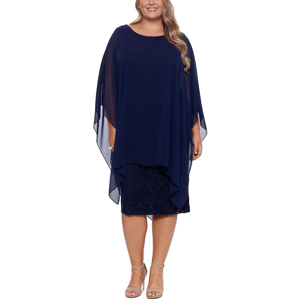 Plus Womens Lace Overlay Lace Shift Dress