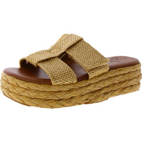 Izzy Womens Cushioned Footbed Woven Slide Sandals 9.5 Medium Natural Fabric