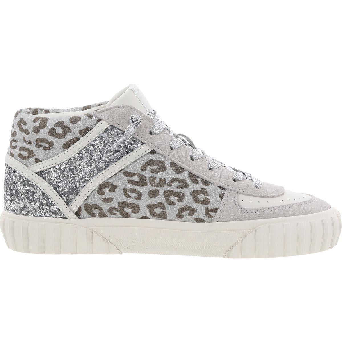 Womens Metallic Leather High-Top Sneakers