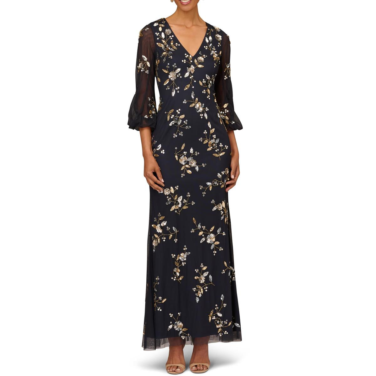 Womens Sequined Maxi Evening Dress