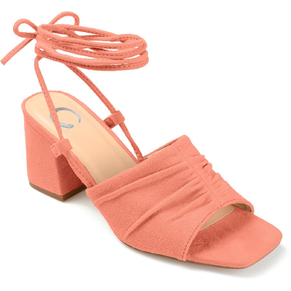 Felisity Womens Faux Suede Square Toe Lace-Up Heels