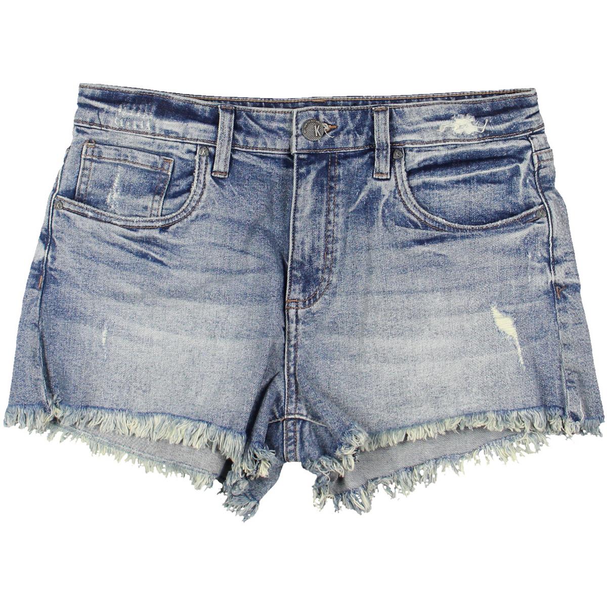 Womens Frayed Hem Denim Denim Shorts