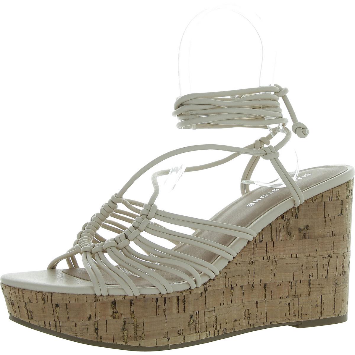 Tillyyp Womens Faux Leather Heeled Wedge Sandals