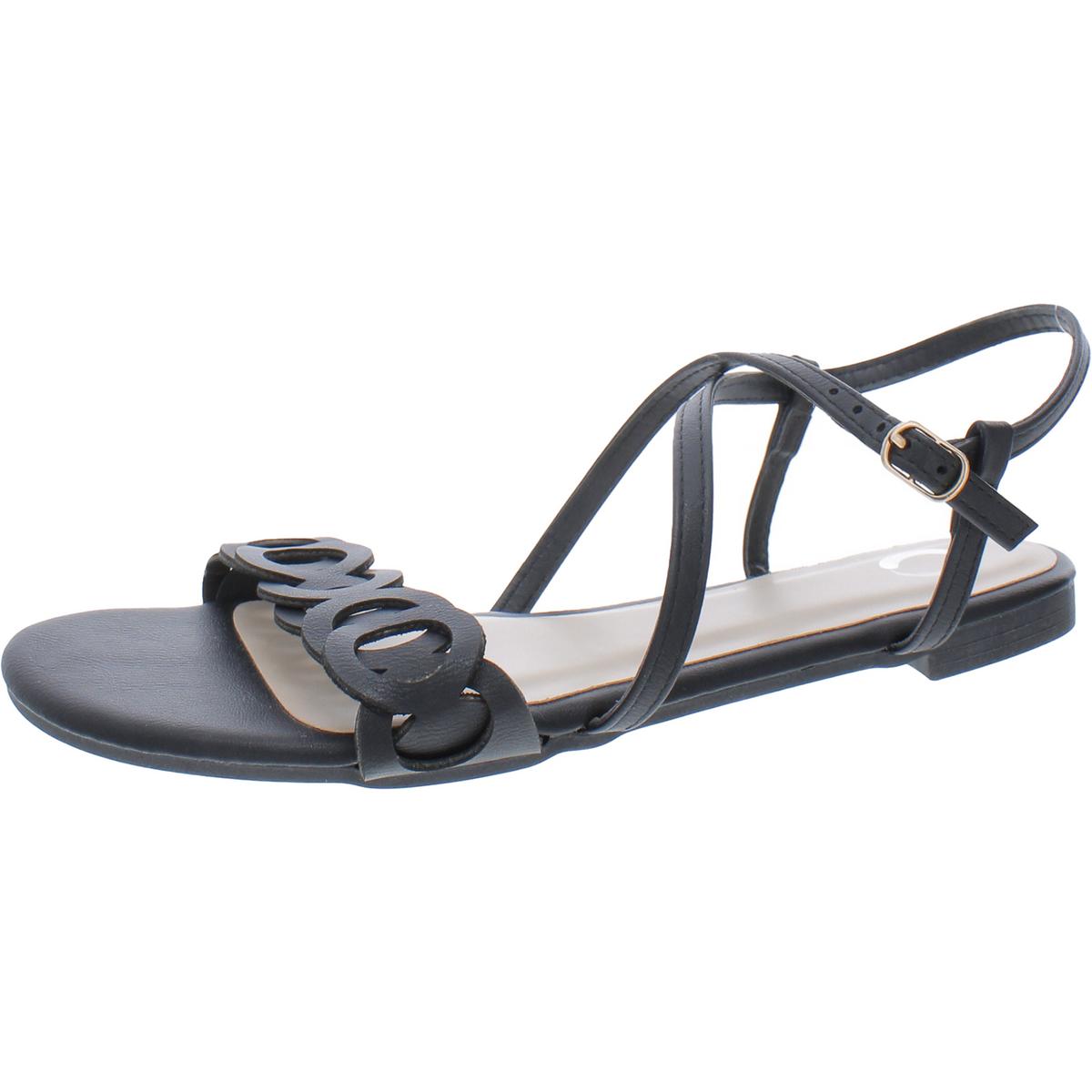 Womens Rounded Toe Strappy Ankle Strap